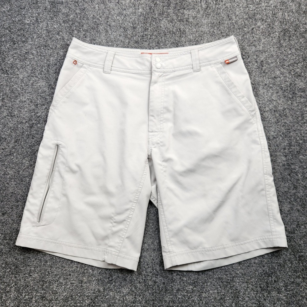 Simms Fishing Shorts Mens 32 Gray 9" Outdoor Cargo Zip Pocket Hiking Lightweight